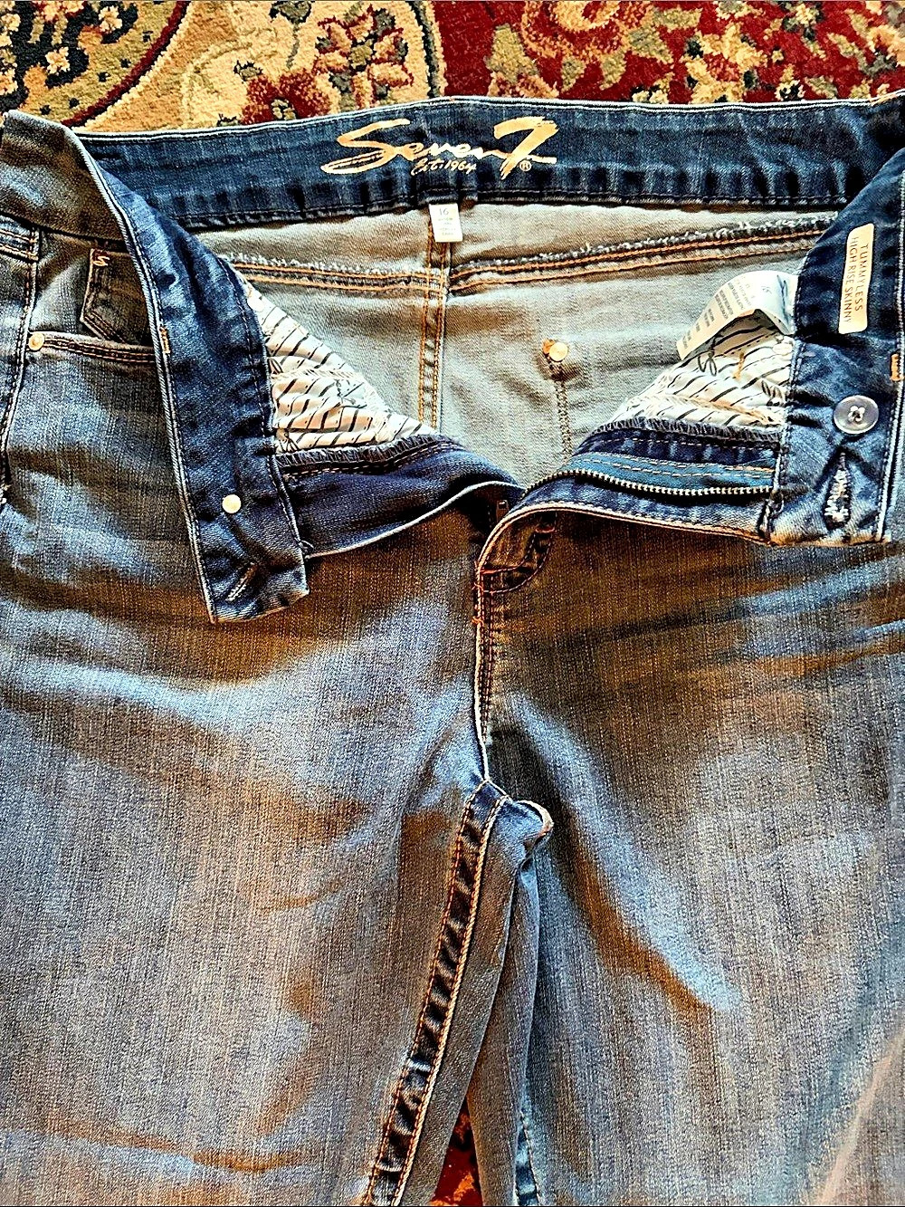 16, Seven7 Tummyless High Rise Skinny Jeans Blue Waist 16 EUC24